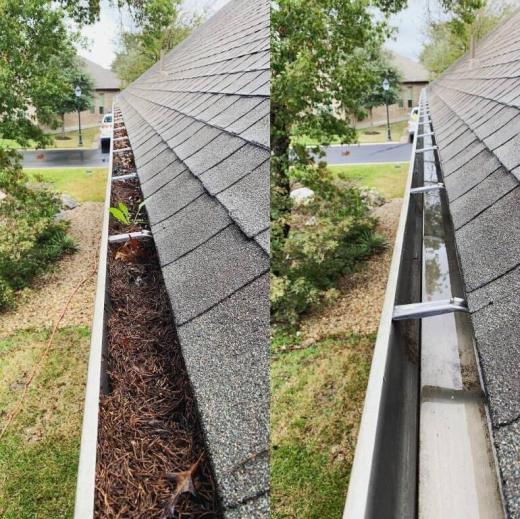 Gutter, before and after the leaves were cleared