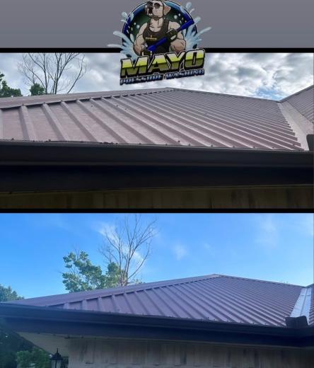 Metal roof, before and after a wash