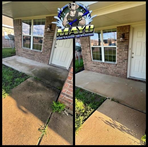 Brick porch and front walk, before and after