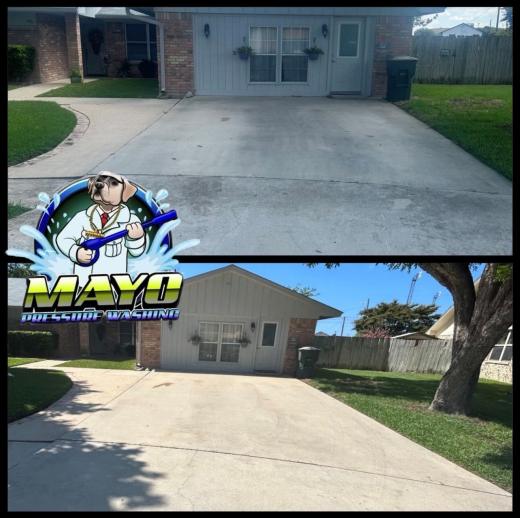 Driveway, before and after pressure washing