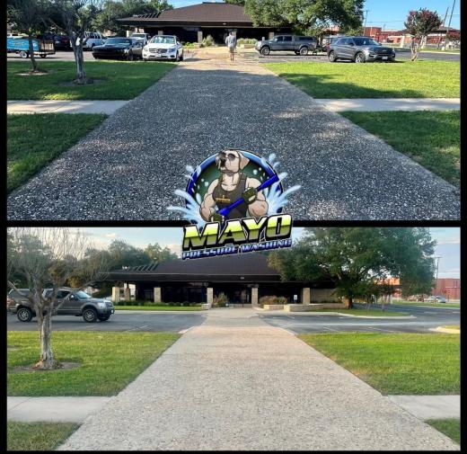 Front walkway to a building, before and after