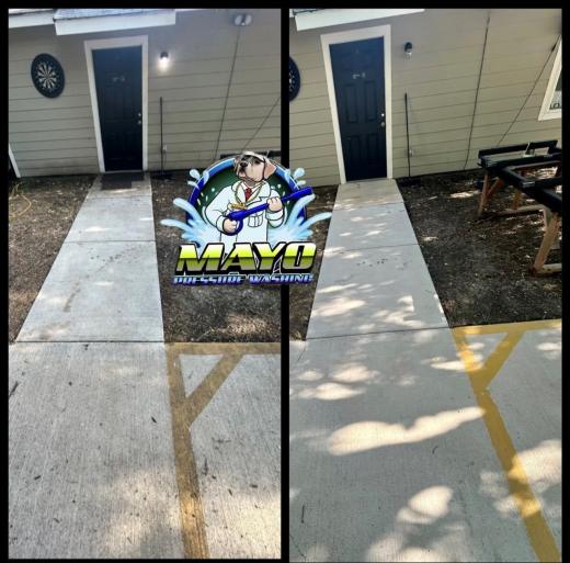 Building entrance walkway, before and after