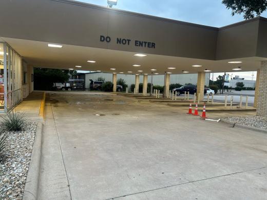 Drive-through canopy lane, during cleaning