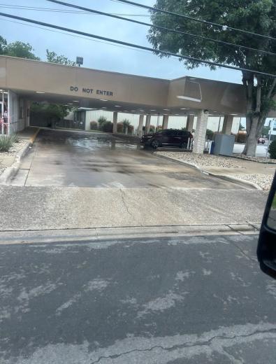 Drive-through lane, during cleaning