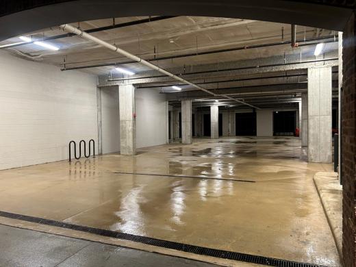 Parking garage floor after cleaning