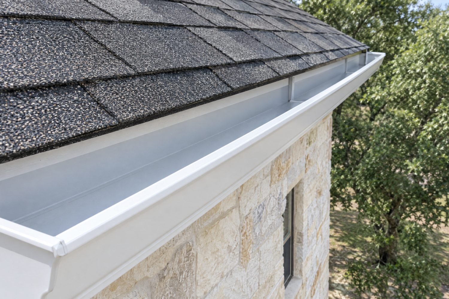 The same gutter cleared out and bright white